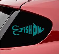 Slap-Art Fish on Hook Vinyl Decal Sticker Fishing Lure Rod (Teal)