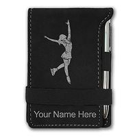 Mini Notepad, Figure Skater, Personalized Engraving Included (Black with Silver)
