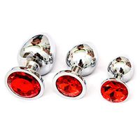 WENWING 3 Pcs Metal Crystal Round Shaped Base Amal Plug for Couples Shower Enema Six Toys