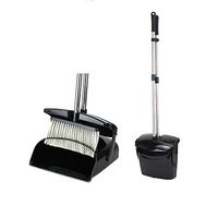 Maxer-Long Handle Angle Broom for Home Kitchen Room Office Lobby Floor Use Upright Stand up Dustpan Broom Set (Black)