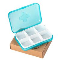 Vinjeely Mini 6 Slots Portable Medical Pill Box Drug Medicine Case Holder Travel Pill Organizer (Blue)