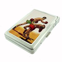Perfection In Style Metal Cigarette Case with Built in Lighter Vintage Boxing Design 002