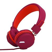 Yomuse F85 On Ear Foldable Headphones with Microphone for Kids Teens Adults, Smartphones iPhone iPod iPad Laptop Tablets Mp3/4 Hot Red