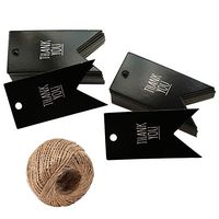 100Pcs Thank You Gift Tags with 100 Feet Jute Twine Black Kraft Paper Gift Tags Swallowtail Hang Tag for Wedding Favors, Baby Shower, Bridal Shower, Birthday Party, Business, DIY Project (Black)