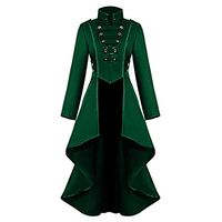 Crazyfashion 2020 Women Steampunk Button Halloween Costume Tailcoat Jacket Corset Green