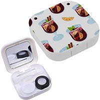 Portable Contact Lens Case Box Travel Kit Mirror + Bottle + Tweezers Container Holder [ Mulled Wine Autumn ]
