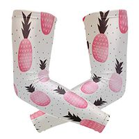 LEVEIS Pink Pineapple Fruits Arm Sleeves UV Protection for Men Women Sunblock Protective Gloves Running Golf Cycling Driving Long Arm Cover 1 Pair