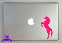 Overly Attached Decals Rearing Unicorn Vinyl Decal Sized to Fit A 13" Laptop - Hot Pink