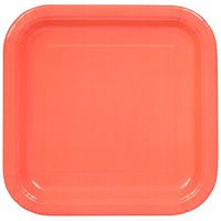 Unique Industries, Paper Plates, 14 Pieces - Square Coral