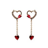 Pure silver ear nails small love ear ornament ruby ear nails