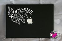 Dreamer Dream Catcher Word Quote and Feathers (White) Vinyl Decal Sticker