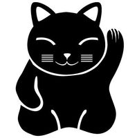 Maneki Neko Lucky Cat - Vinyl - 4" tall (Color BLACK) decal laptop tablet skateboard car windows stickers