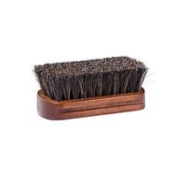 Jscarlife Horsehair Shoe Shine Brush - 100% Soft Genuine Horse Hair Bristles - Unique Concave Design Wood Handle - Comfortable Grip, Anti Slip - for Boots, Shoes & Other Leather Care