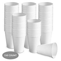 150 count 12 oz White Paper Hot Cups/Disposable Coffee Cups, Party Cups for Hot and Cold Drinks