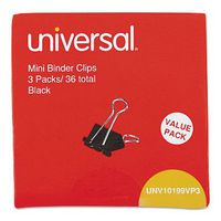 Universal 10199VP Mini Binder Clips, Zip-Seal Bag, 1/4-Inch Capacity, 5/8-Inch Wide, Black, 144/Bag