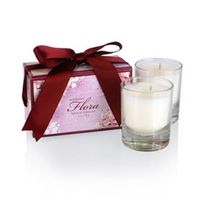 Seda France Flora Hibiscus Bow Adorned Boxed Votive Candles Set of 2