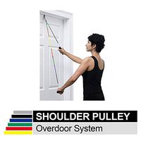 TheraBand Shoulder Pulley, Overhead Shoulder Pulley for Physical Therapy, Over the Door Pulley with Foam Handles and Color Coded Rope for Increasing Range of Motion, Overdoor System for Rehabilitation