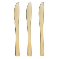 Party Bargains Disposable Plastic Silverware Flatwares Knives | Durable & Elegant Stylish Polished Gold Cutlery | Pack of 120