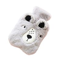 Topdo Hot Water Bottle with Cover Warm Palace Warm Water Bag Water Injection Hot Water Bottle Winter Creative Cartoon Student Plush Bear Portable Hand Warmers (S) Size 2014cm (Gray Bear)