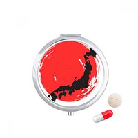 Black Map Abstract Japan Travel Pocket Pill case Medicine Drug Storage Box Dispenser Mirror Gift