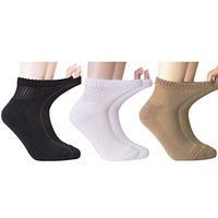 +MD Diabetic Socks Mens and Womens Half Cushion Circulatory Quarter Socks for All Seasons Loose Fit 6 Pack