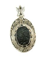 Moldavite Large Sterling Silver Stunning Vintage Design Pendant