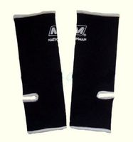 Muay Thai Boxing Ankle Wrap Support (NationMan) Black with White Trim