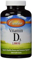 Carlson - Vitamin D3, 2000 IU (50 mcg), Bone & Immune Health, Vitamin D Supplements, Cholecalciferol Supplement, Gluten Free Vitamin D Capsules, 360 Softgels