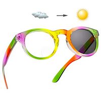 LifeArt Bifocal Reading Glasses, Transition Photochromic Dark Grey Sunglasses, Round Frame, Dual-use for Outdoor UV Protection, Computer Reading Glasses, Reduce Glare (Colorful, 2.50 Magnification)