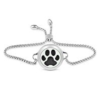 Lademayh Kids Diffuser Bracelet for Aromatherapy Essential Oils, Paw Print Design Stainless Steel Diffuser Locket with Adjustable Chain Bracelet