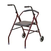 Glumlly 2-Wheel Walker with Padded Seat Lockable Brake with Ergonomic Handle, Folding Walker Light Carrying Belt,Suitable for Disabled and Elderly,A