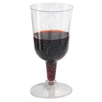 50 Pieces Silver Glitter Plastic Wine Glasses, 8oz Silver Disposable Wine Cups- Ideal for Wedding Parties, Festive Occasions & More