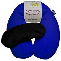 Happy Wraps Microwavable Neck Wrap Unscented Hot Cold Flax Seed Neck Pain Relief Warming Pillow Heating Pad for Migraines Stress Relief Gifts for Women Men and Christmas Plus a Free Gift - Navy