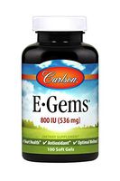 Carlson - E-Gems, 800 IU (536 mg), Natural-Source Vitamin E, Heart Health & Optimal Wellness, Antioxidant, 100 Soft Gels