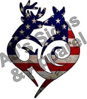 AJ's Signs & Apparel Browning Buck Doe aged US Flag Decal Vinyl Sticker|Cars Trucks Vans Walls Laptop
