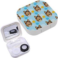 Portable Contact Lens Case Box Travel Kit Mirror + Bottle + Tweezers Container Holder [ Collie Dog ]
