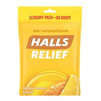 HALLS Relief Honey Lemon Cough Drops, 80 Drops