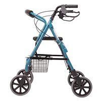 ZXGFA Folding 4 Wheeled Rollator Walker, Elderly Adjustable Height Mobility Walking Aid Shopping Trolley with Padded Seat, Lockable Brakes