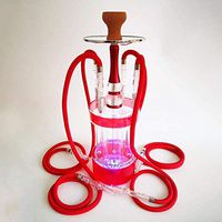 Hookahs Set Glass Shisha Arab Four Pot 58 cm Model with Led Lights and Hookah Hook-Up Remote Control with Bright Colors
