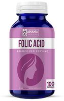 Folic Acid Capsules by Ahana Nutrition – Folic Acid Supplement to Help Support Prenatal Development (800mcg - 100 Capsules)