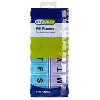 Ezy Dose (14-Day) Pill, Medicine, Vitamin Organizer Box | Weekly, Daily Planner | Snap Compartments | Colored Lids