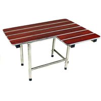 CSI Bathware SEA-SD-3221-LH-PW ADA Bathroom Shower Bath Seat Folding Wall-Mounted Left Hand Phenolic Wood Seat, 32-Inch x 21-Inch, Wood Grain/Stainless Steel