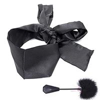 waterlan Soft Feather Massage Tool with Satin Sleep Mask Eye Mask Light Out Blindfold Travel Flight Favor