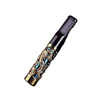 LHFJ Cigarette Holder Smoke Tobacco Filter Washable Reusable Tobacco Tar Filter Holder Regular Head With Exquisite Pattern-black,blue (Color : Blue)