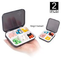 Pill Organizer Case,Portable Pill Box Small Pill Container for Travel or Daily, Moisture Proof Medicine Container(Grey, 4+6 Compartments)