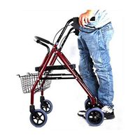 Medical Rollator Walker Aluminum Fold Up and Removable Back Support, Padded Seat, 6" Wheels,Red,Max 150kg(330lb) for Elderly, Seniors, Handicap, Disabled