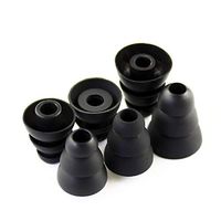 EKIND Triple Flange Replacement Ear Tips, S/M/L Size Triple Three Flange Noise Isolate Silicone Cushion Ear Bud Tips with 4mm Connector Hole, Fit for Most in Ear Earphone (Black,3 Pair)