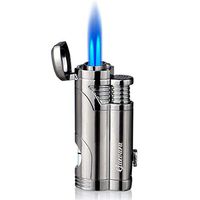 Cigar Torch Butane Lighters Fuel Refillable Lighter with Punch High Quality Cutter and Set 2 Jet Strong Flame Windproof