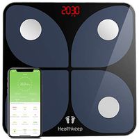 Bluetooth Body Fat Scale, Healthkeep Smart Wireless BMI Bathroom Weight Scale Body Composition Monitor Health Analyzer with Smartphone App for Body Weight, Fat, Water, BMI, BMR, Muscle Mass 396 lbs