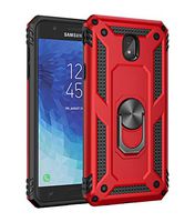 Case Compatible with Samsung Galaxy J737 Case Slim Soft Silicone+Hard Plastic Cover Case with Frame Finger Grip Rotating Ring Holder Stand Work with Magnetic Car Mount for Galaxy J737 (red)